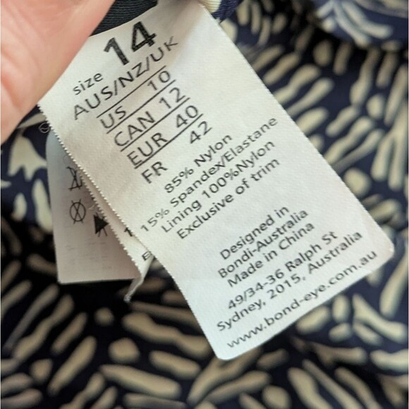 Bond-Eye Australia One Piece Tummy Control Navy/Gold Bathing Suit Size 10 - Picture 7 of 7